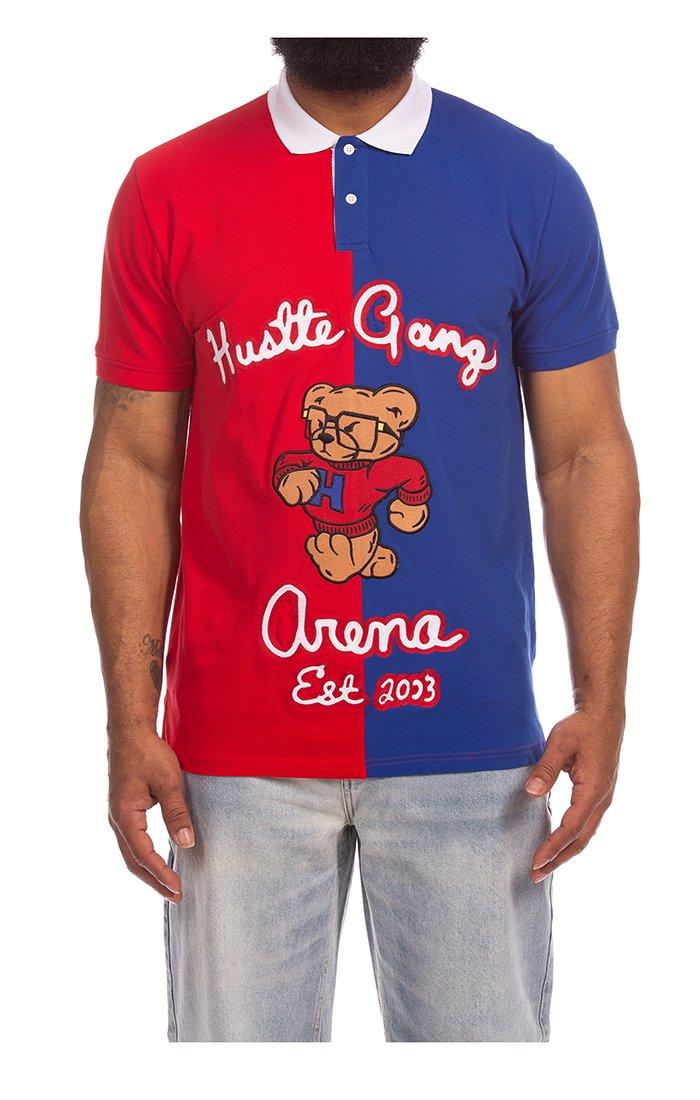 Hustle Gang Men's Urbane Short Sleeve Polo - Red/Blue - RED/BLUE